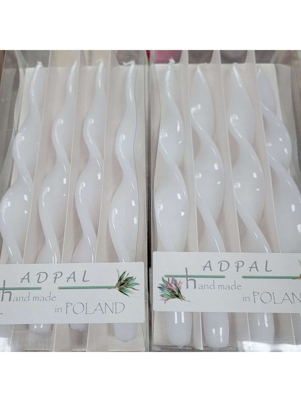 NEW Adpal Handmade White Twisted 12" Taper Candle 1 Box